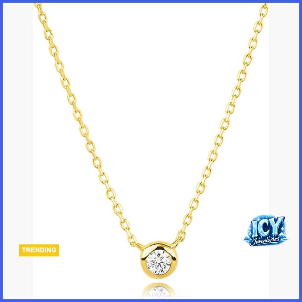 10K Yellow Gold Lab Grown Diamond Pendant Necklace Adjustable 16-18 Inch